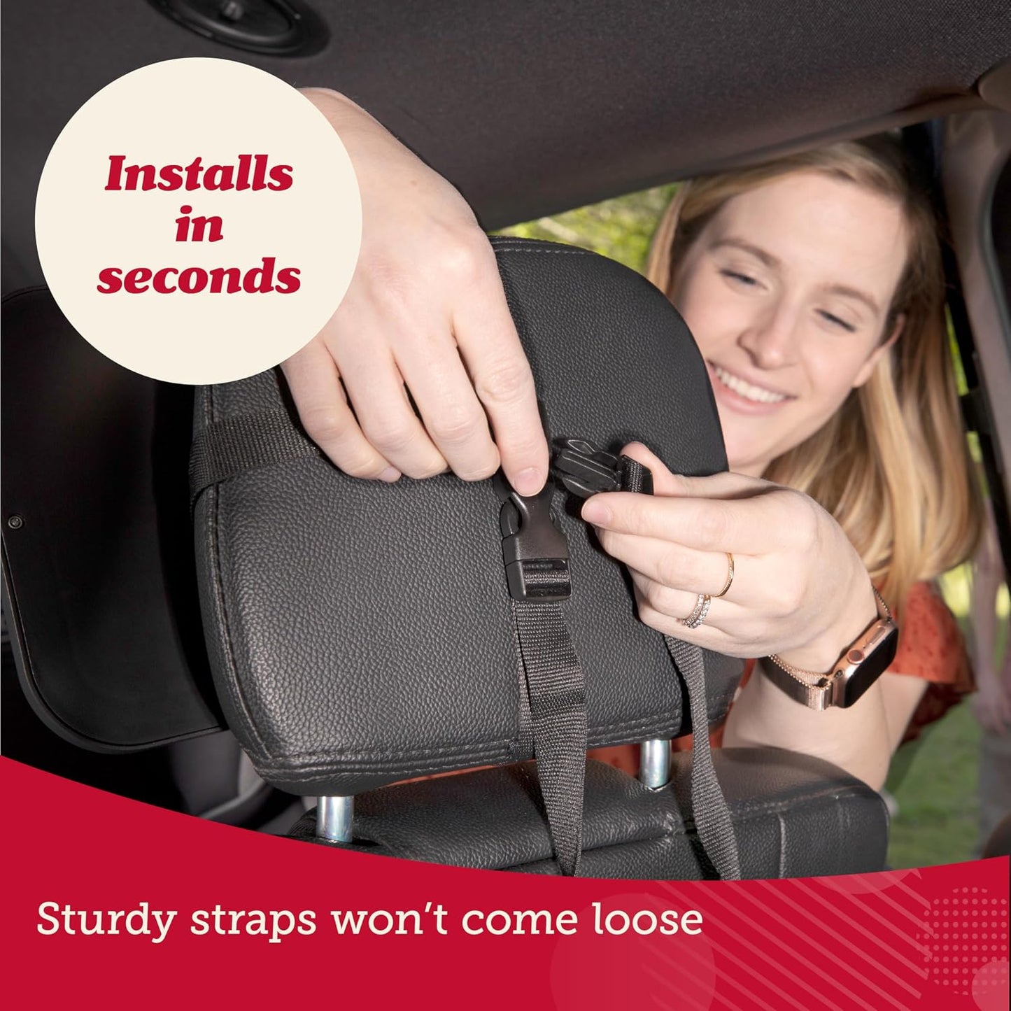 Lusso Gear Baby Car Mirror (2 Pack) - Secure Headrest Mount for Rear-Facing Seat Mirror - Shatter-Resistant Glass for Clear Infant View - Newborn Car Seat Accessory & Baby Essentials - Large, Black