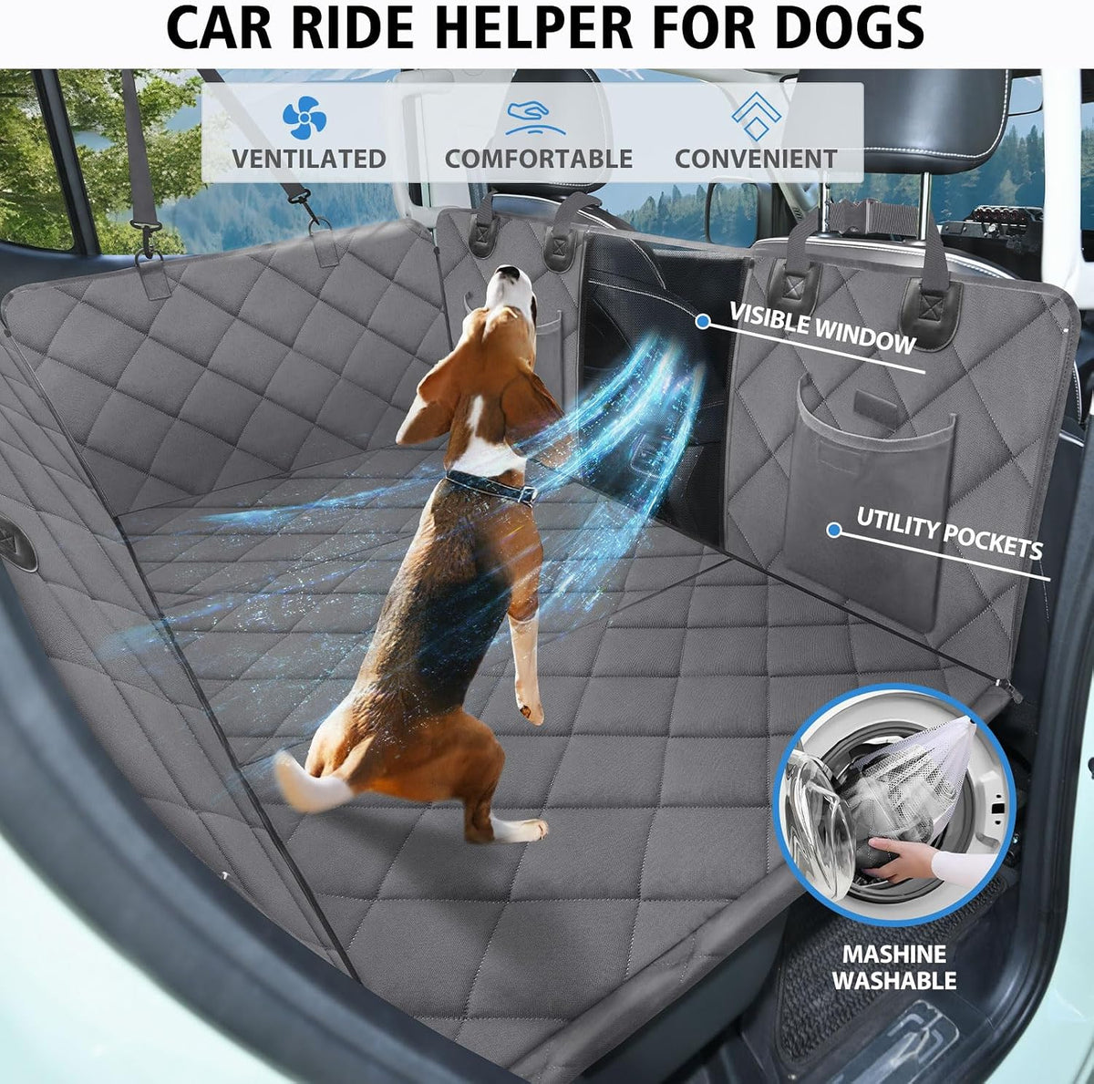 Back Seat Extender for Dogs, Hard Bottom Car Seat Cover