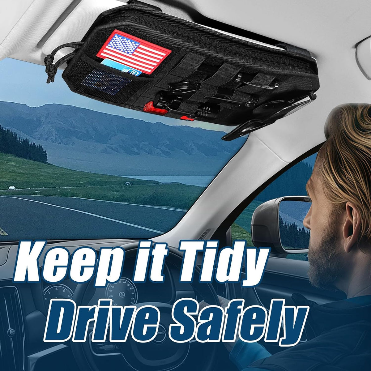 Car Sun Visor Organizer 2 PCS, Multi-Pocket Visor Organizer Storage Pouch