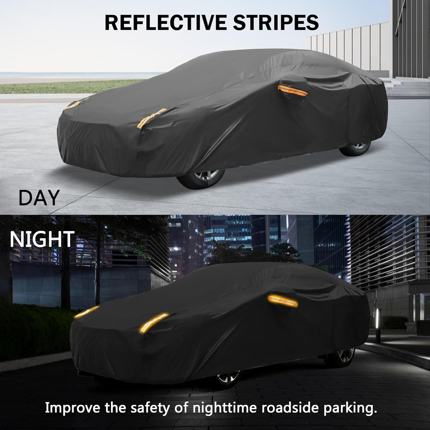 MORNYRAY Compatible with Jeep Wrangler 2 Door, Custom Fit JK JL TJ YJ CJ,Outdoor Waterproof Sun Rain Snow Hail Protection with Driver Door Zipper (Black, Custom Fit Jeep Wrangler 2 Door)