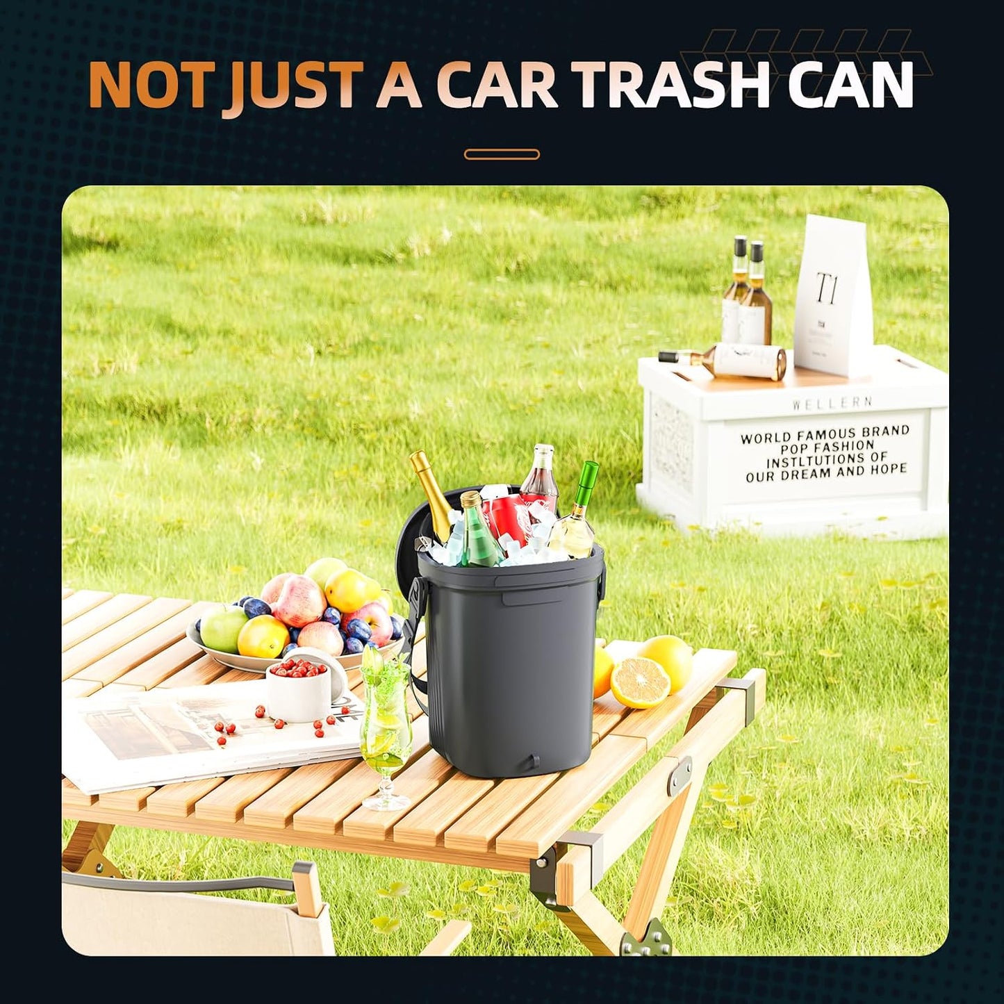 2 Gallon Silicon Car Trash Can with Lid - 100% Leak-Proof Trash Bin, Waterproof Garbage Can, Gifts for Men and Women