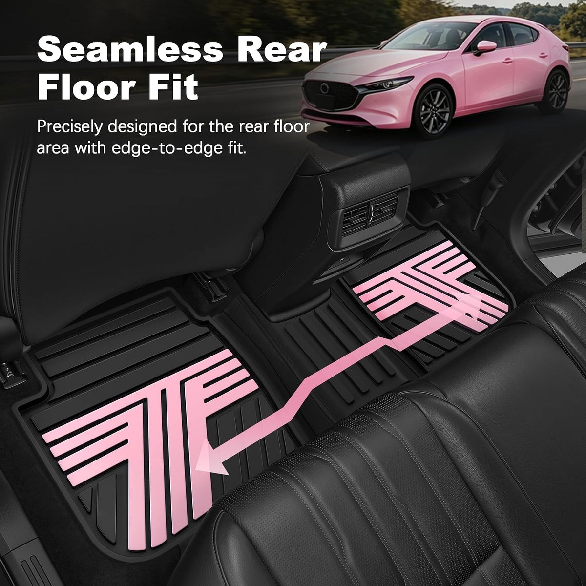 Multi-Color Floor Mats for Mazda 3 2019-2026 Sedan, Blossom Pink