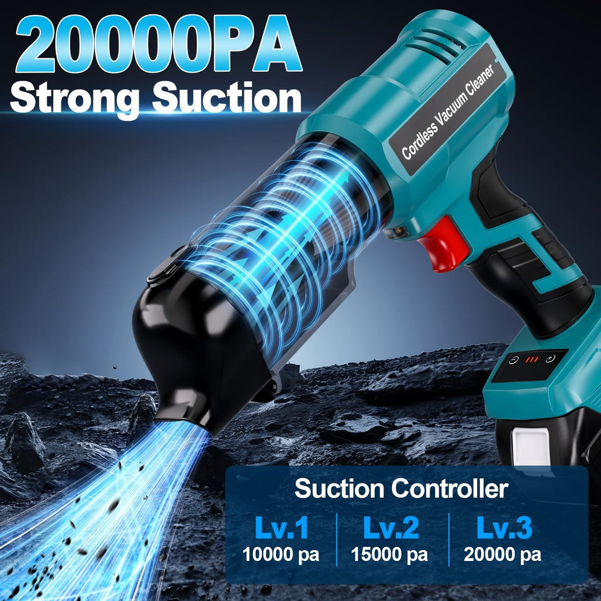 Cordless Handheld Vacuum Cleaner for Makita 18V Battery: 3-Speed Modes Portable Vacuum with 20kPa 105AW Powerful Suction for Car, Pet Hair, Home Cleaning (Tool Only)