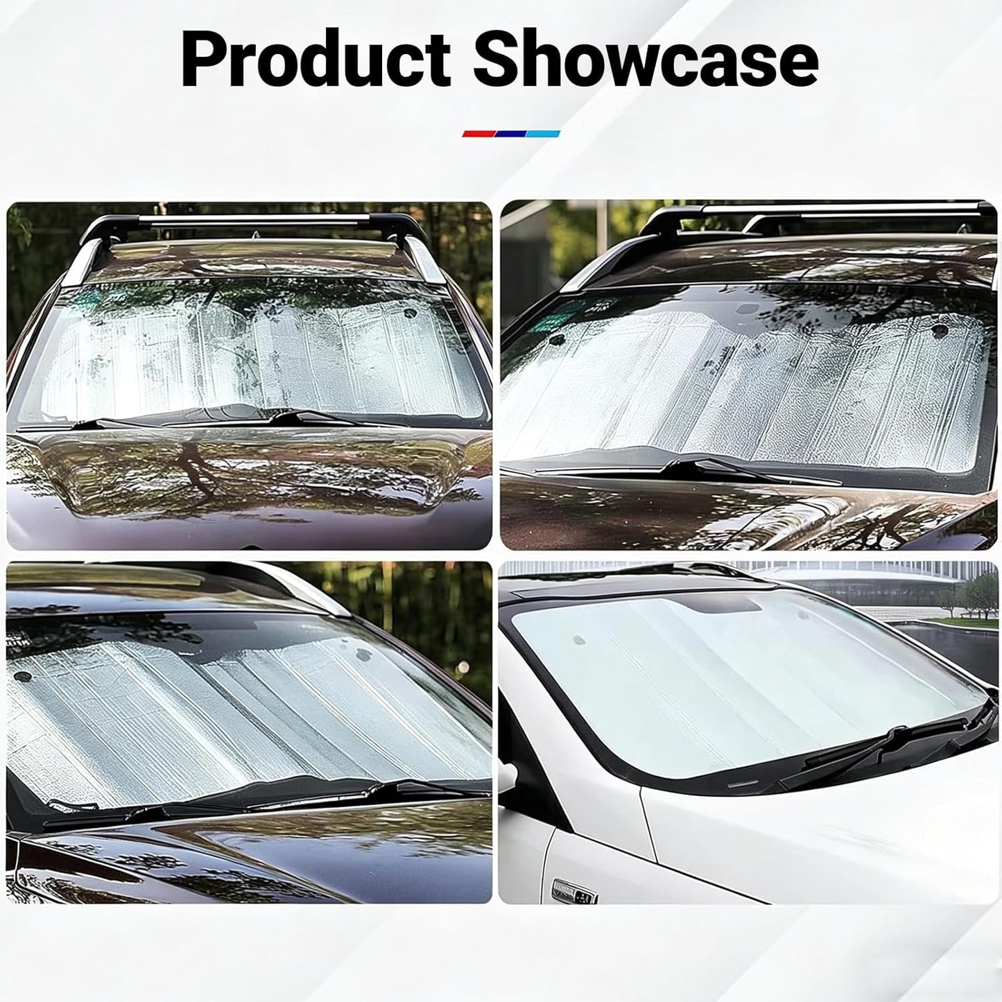 Car Windshield Sun Shade, Double Thickening Bubble Sun Shade, Foldable Front Window Sunshade with Suction Cups, UV-Blocking Sun Visor, Keeps Vehicle Cool for Most Cars SUVs (55"x27.5")