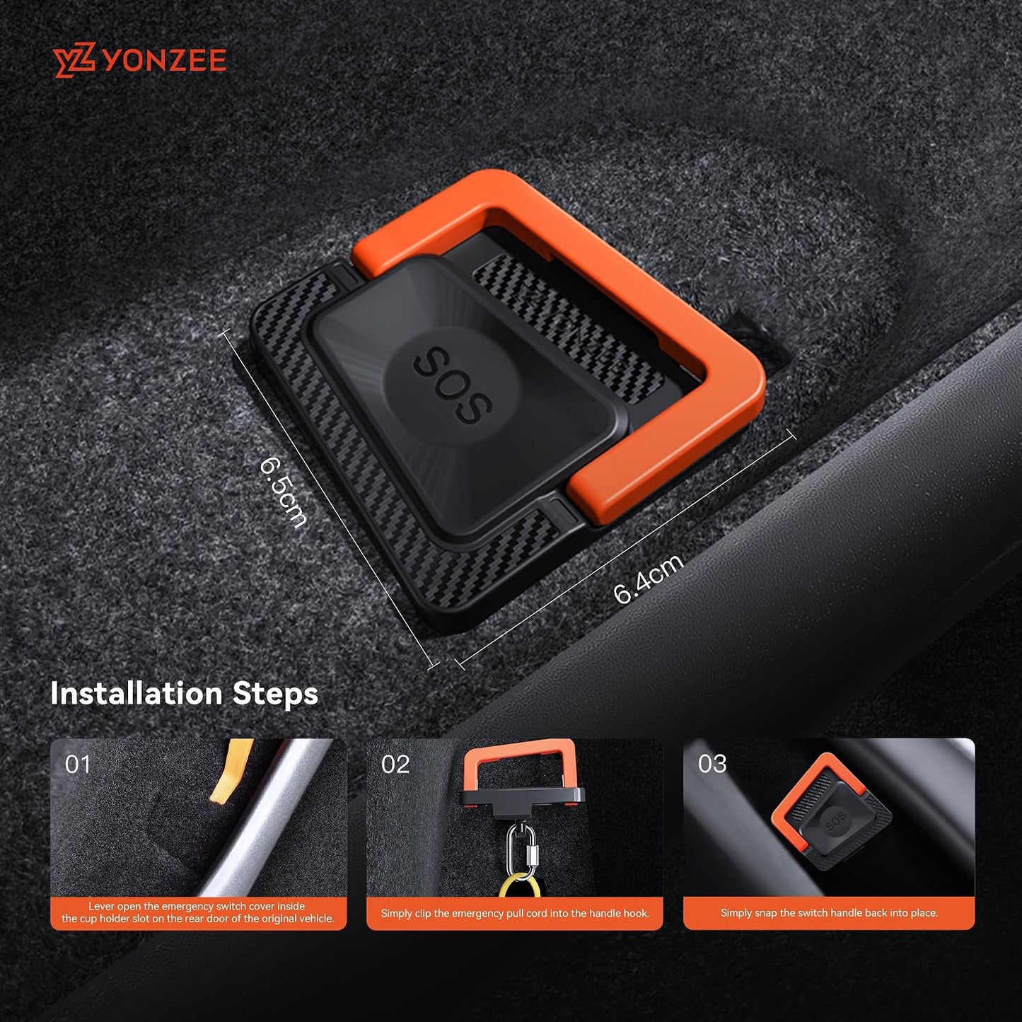 YONZEE Emergency Door Release Handle for Tesla Model Y Juniper 2025–2026, Rear Door Emergency Escape Handle, Interior Safety Pull Accessories, Easy Installation
