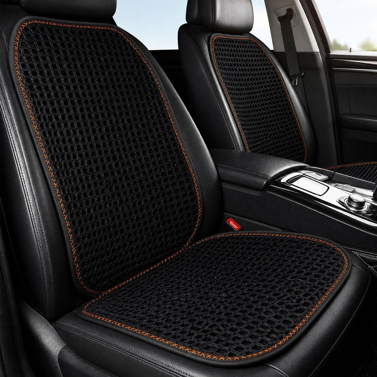Cooling&Breathable 3D Air Mesh Car Seat Cushion for Summer, Universal Ventilated Comfortable Seat Pad, Suitable for Sedans,Vans,Pickup,Trucks,Suvs (Black-1PcsBackCushion+1PcsSeatPad)
