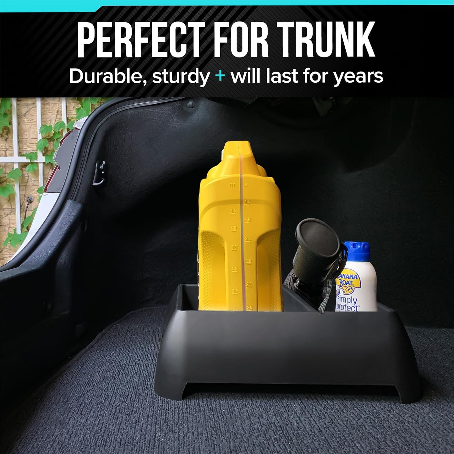 Moblorg Heavy Duty Storage Organizer for Vehicle Trunk, Garage, Under Sink Organizer, Recycled Plastic, Made in USA (Black)