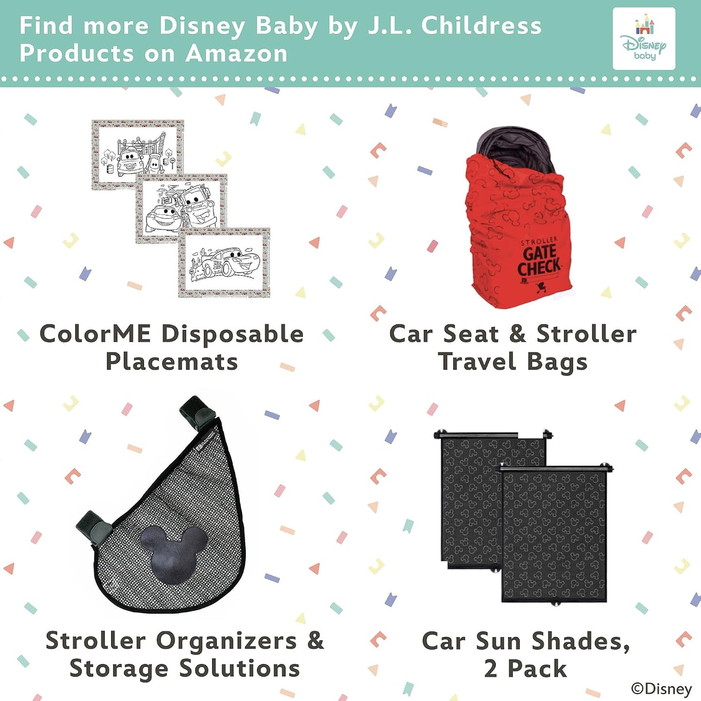 J.L. Childress Disney Baby 3-IN-1 Kids Travel Tray & Tablet Holder - Car Seat Lap Tray Desk for Toddlers, Road Trip Essentials, Activity Table, Travel Accessories - Cars