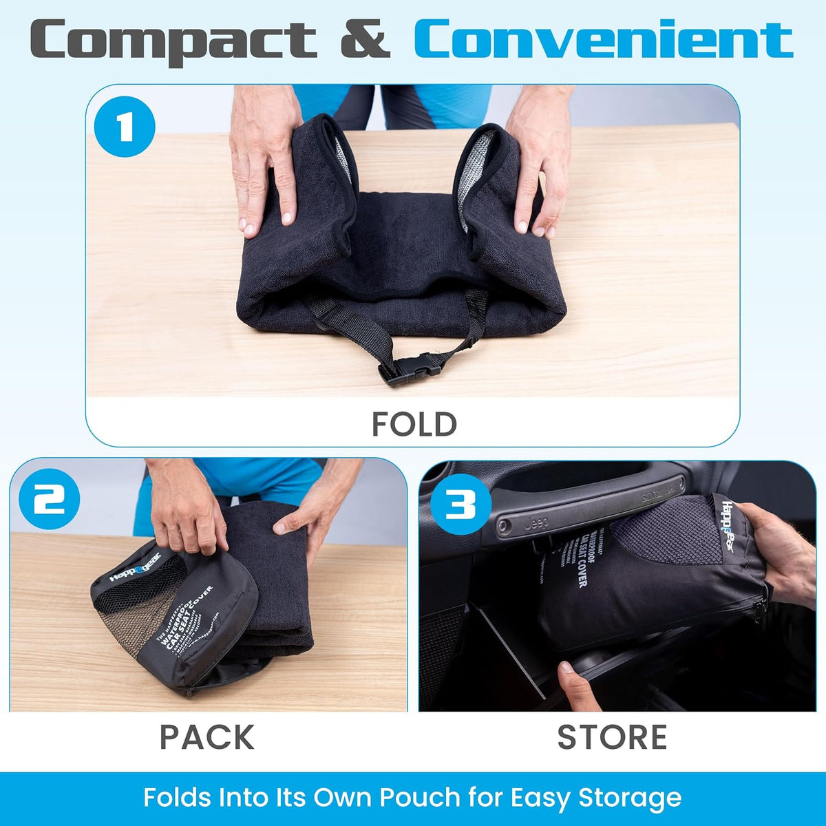 HAPPEGEAR Happeseat Waterproof Car Seat Cover & Protector, Black