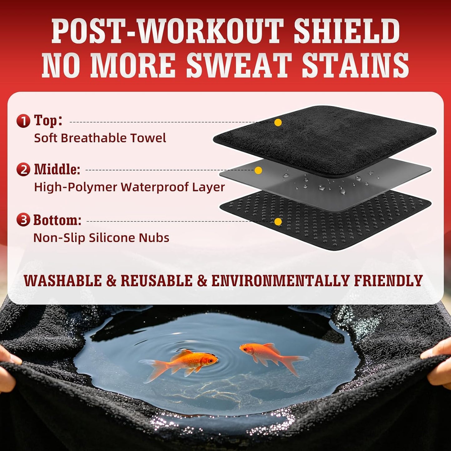 Car Seat Cover Towel GRS Certified Recycled, Waterproof & Washable, Non-Slip Universal Fit for Cars SUVs, Sweat Protection for Gym, Kids, Pets & Travel (Black, 2 Pack)