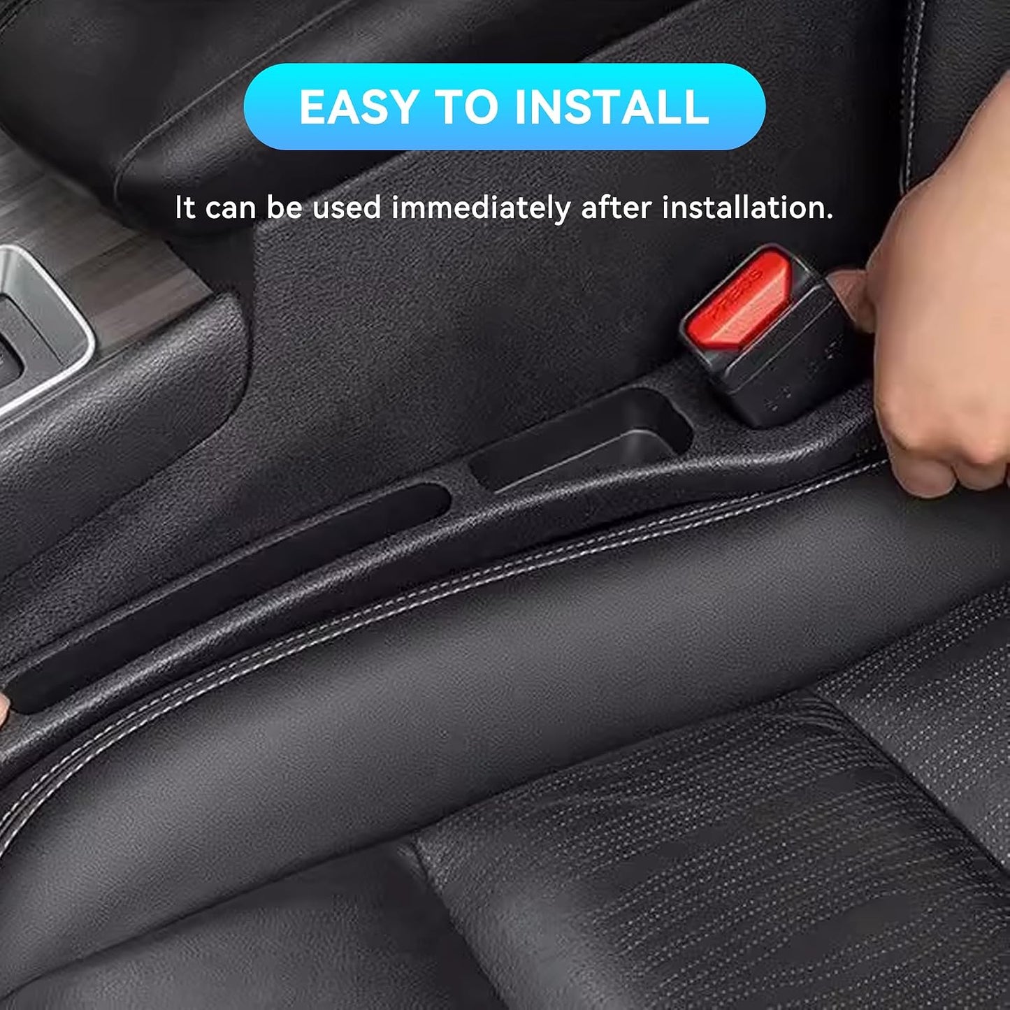 2PCS Car Seat Gap Filler Organizer,Multifunctional Car Gap Filler Organizer Storages Function ,Universal Console Catcher Between Seats Cars Interior Accessories (Balck)