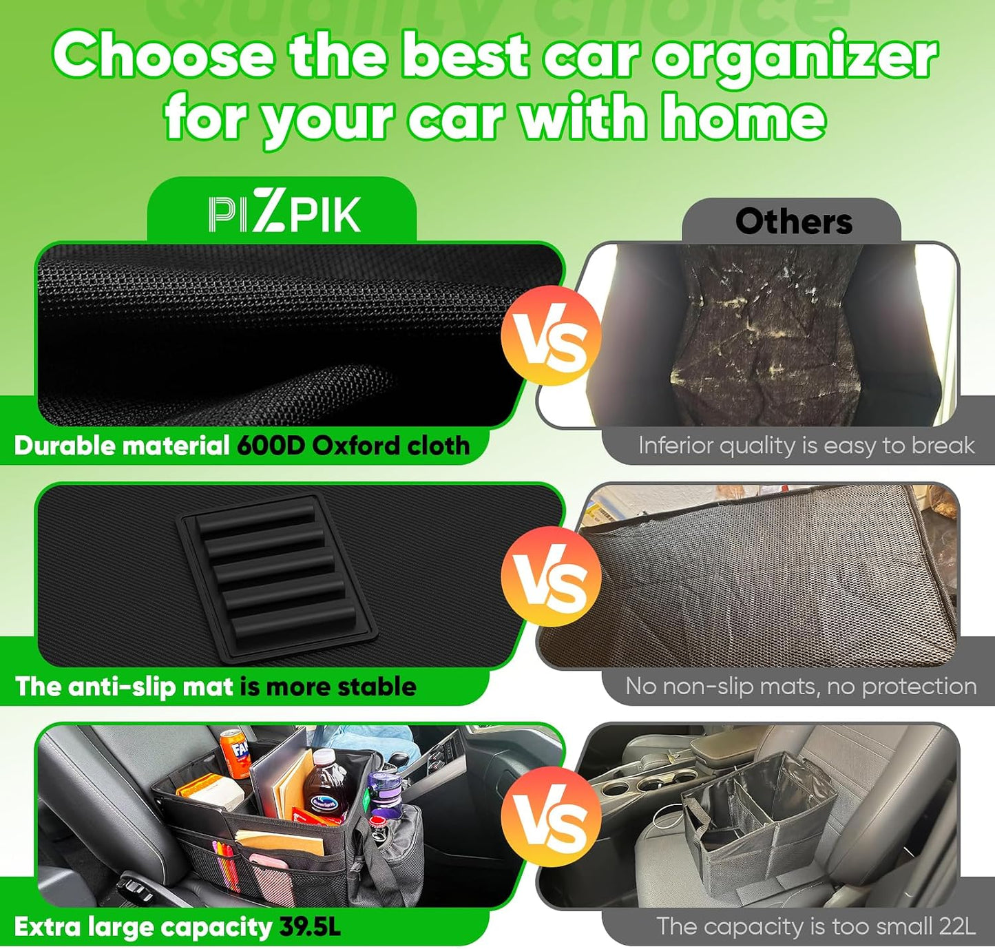 Plzpik Large Car Seat Organizer with Removable Cooler Bag for the Front or Back Seat for Kids and Adults.Versatile for Use in Multiple Scenarios.