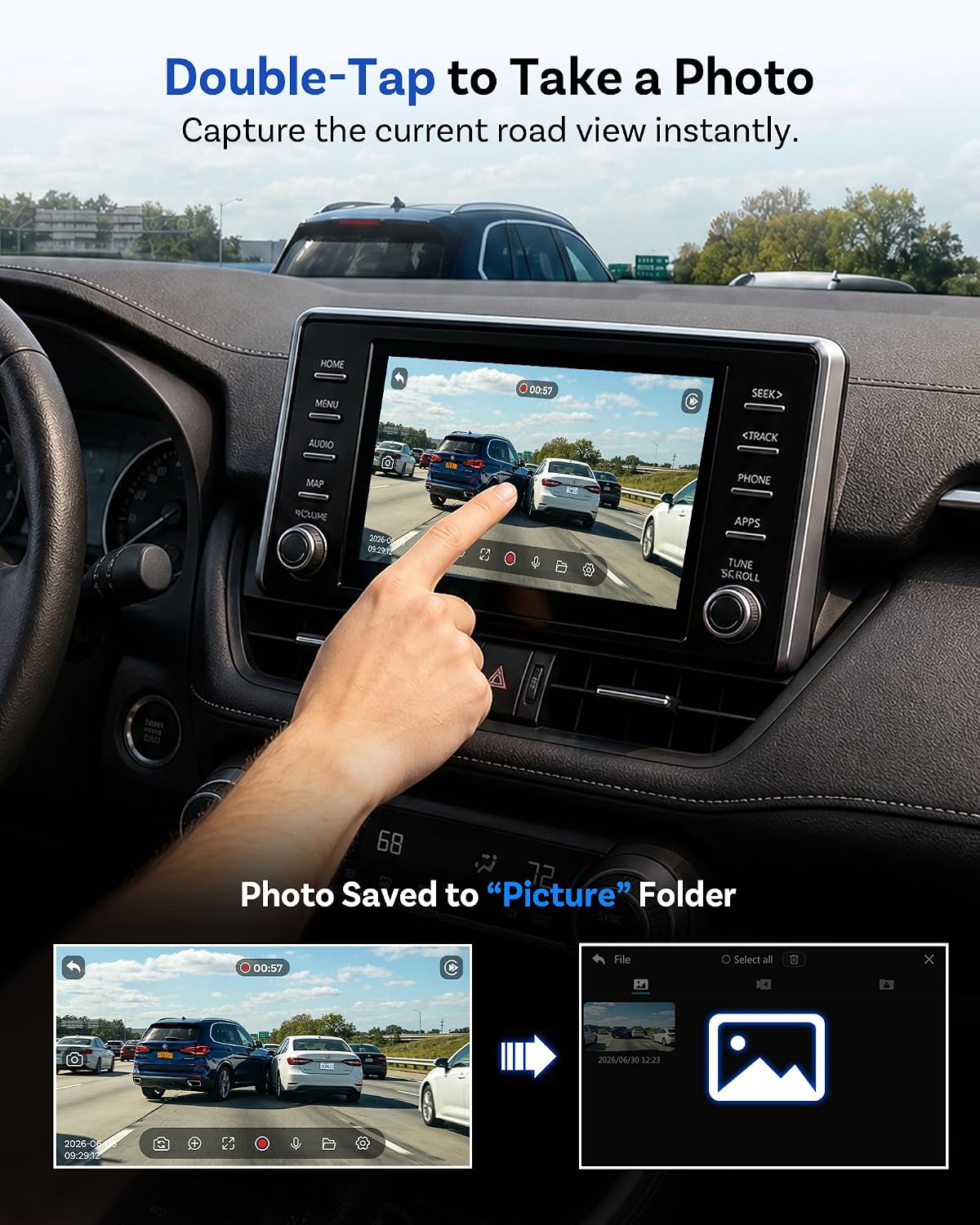 OTTOCAST Safe Cam Dash Cam Front and Rear with Wireless CarPlay Adapter