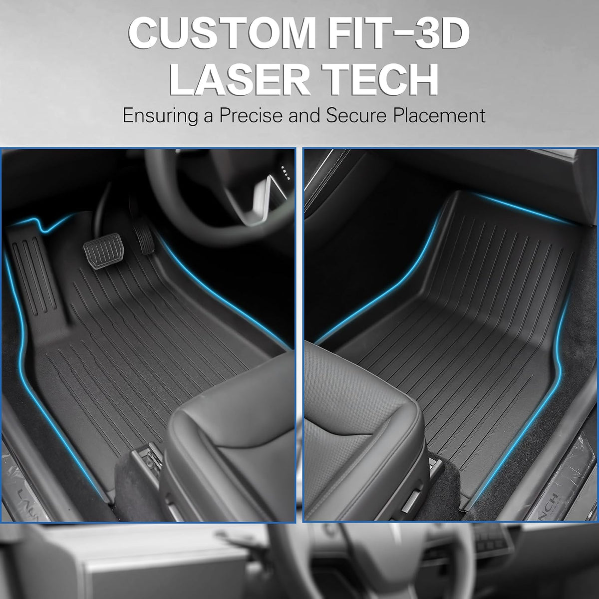 Weize 2025 2026 Tesla Model Y Juniper All Weather Cargo Liner Floor Mats 9 PCS & Double Layer Center Console Organizer 4 PCS, Full Coverage Tesla Interior Accessories Kit(Not for Standard)
