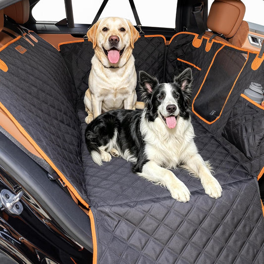 Dog Car Seat Cover for Back Seat – 900D Oxford Heavy Duty Hard Bottom Extender, Waterproof Dog Hammock with Mesh Window, Joint-Friendly Sponge Pad, Supports 600LBS – Fits Sedan/SUV