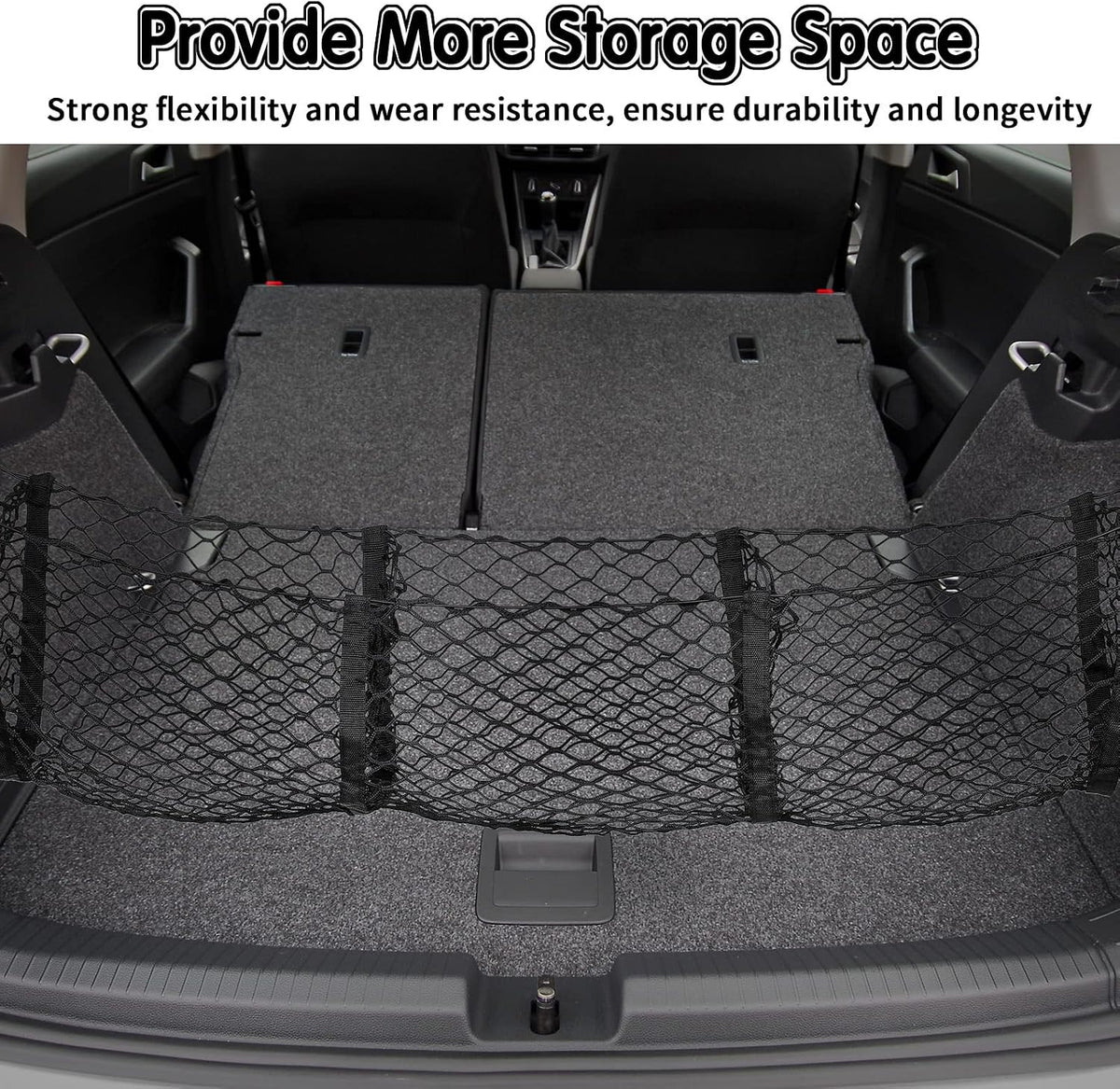 Tallew 2 Pcs Car Rear Cargo Net Adjustable, 43.3 x 15.7 Inches