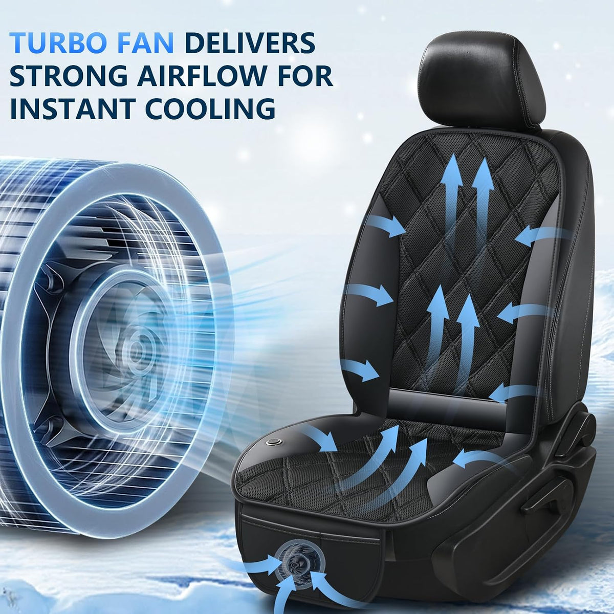 FLORICH Cooling Car Seat Cover Ventilated Cooling Car Seat Cushion with 3-Speed Adjustable Cooling Seat Pad Universal Fit Car SUV Truck Van for Summer Driving, Black