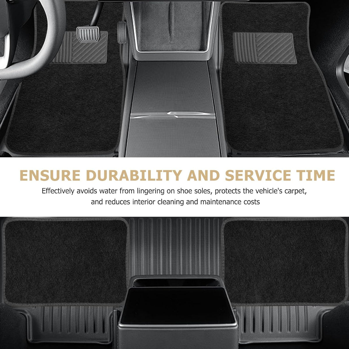 4PCS Car Floor Mats, All Weather Car Floor Protective Pads (Black)