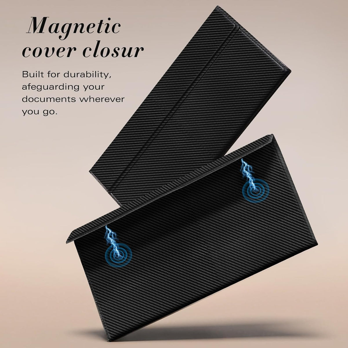 CoBak Leather Car Registration and Insurance Holder with Magnetic Compartment - Vehicle Glove Box Organizer for Driver License, Cards, Emergency Cash - Auto Truck Accessories Case, Carbon Fiber Black