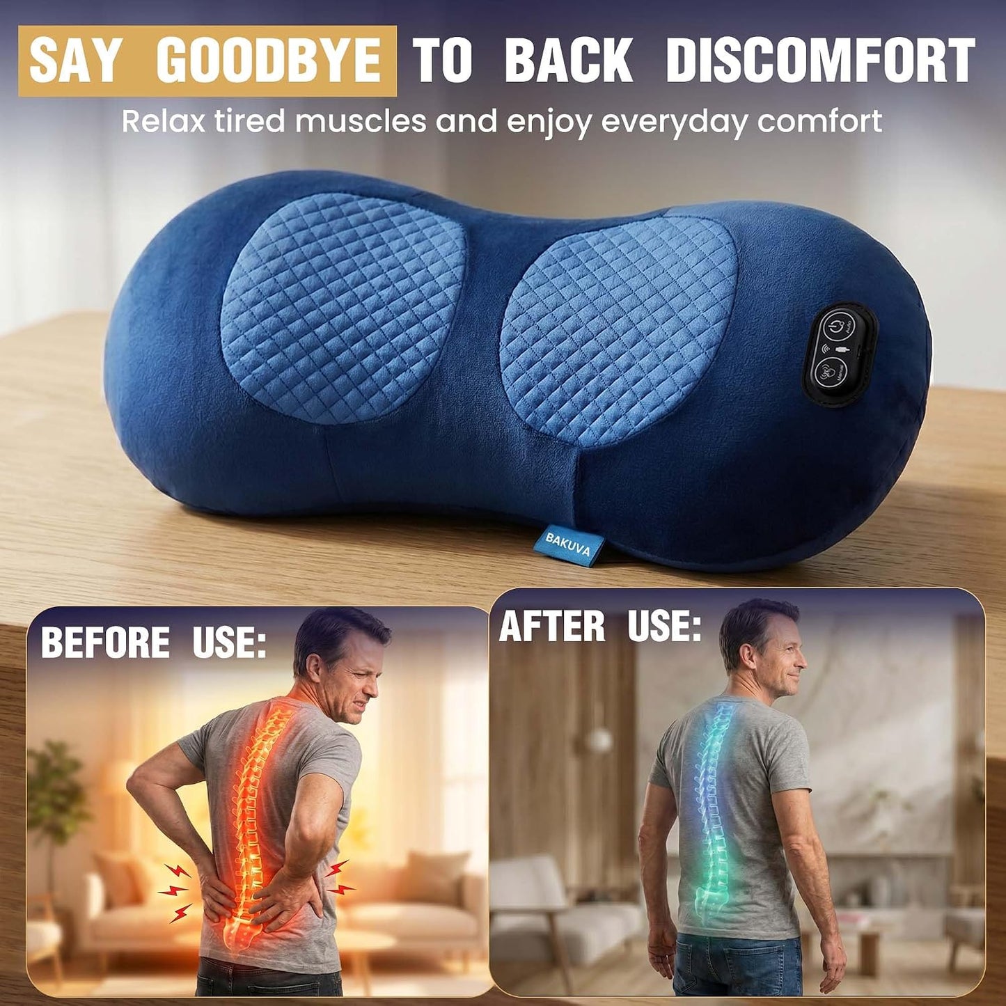 2026 Upgraded 4 in 1 Electric Lumbar Support Massager Pillow with Remote Control, Triple Fusion Back Massager with Stretching Vibration And Heat for Lower Back Pain Relief for Office, Bed, Car, Sofa