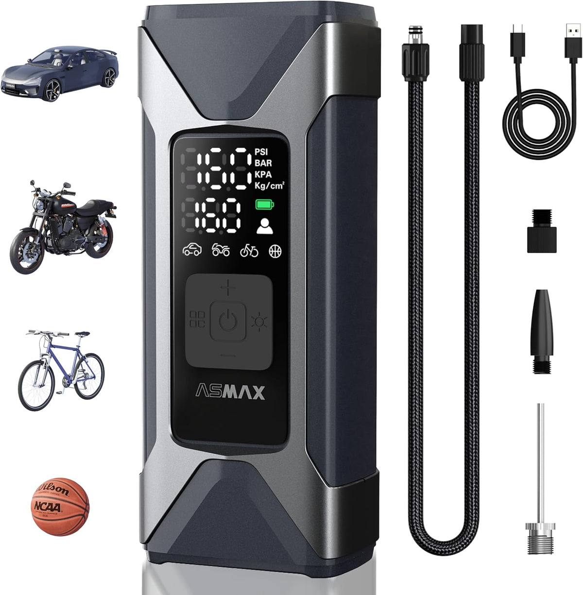 ASMAX T10 Tire Inflator Portable Air Compressor for Car Tires, Motorcycles