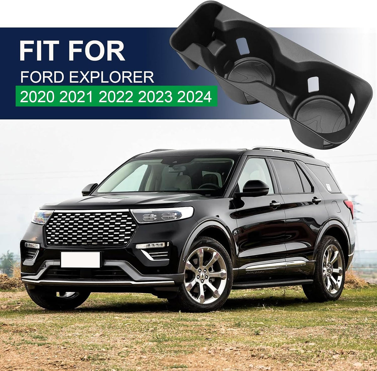 Upgrade Cup Holder Inserts for Ford Explorer 2020-2024 Accessories, Non-Slip Soft Silicone Center Console Cup Holder Protector Organizer for Ford Explorer Accessories