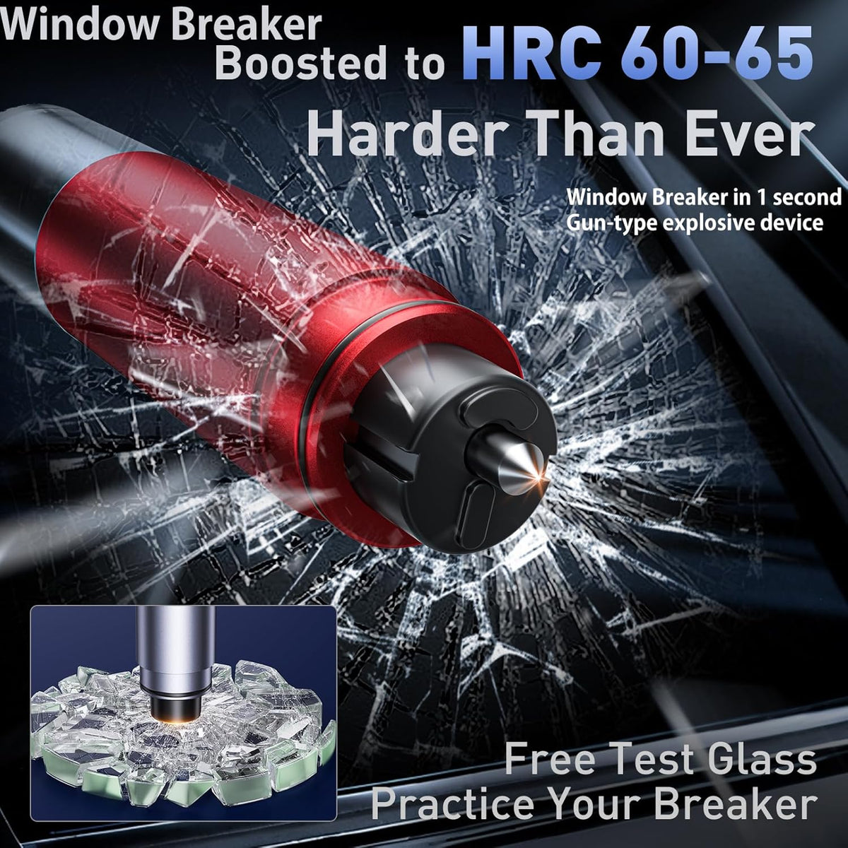 Car Safety Hammer Seatbelt Cutter, 2026 Upgraded Transparent Lid