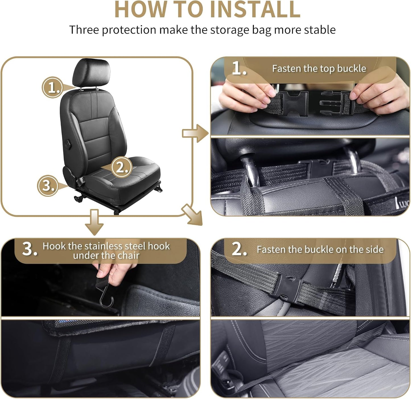 LUCMO Car Backseat Organizer with Touch Screen Tablet Holder, Black | 2 Pcs,9 Storage Pockets,Clear Tablet Holder,Protectors Kick Mats,Travel Accessories,Seat Cover,Road Trip Essentials