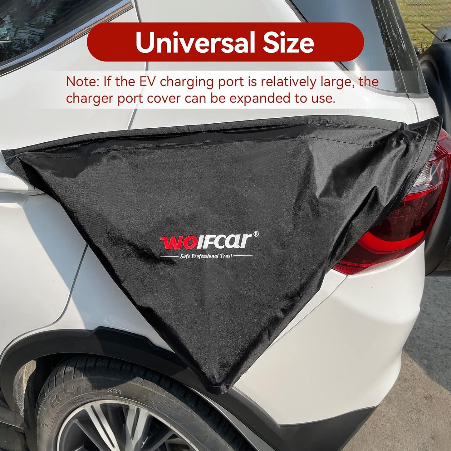 WOLFCAR EV Charger Cover, Waterproof EV Charging Port Cover Outdoor, Double-Sided, Rain Snow Sun UV All Weather Protection, Magnetic with Suction Cups for Any EV Body, Kingsize