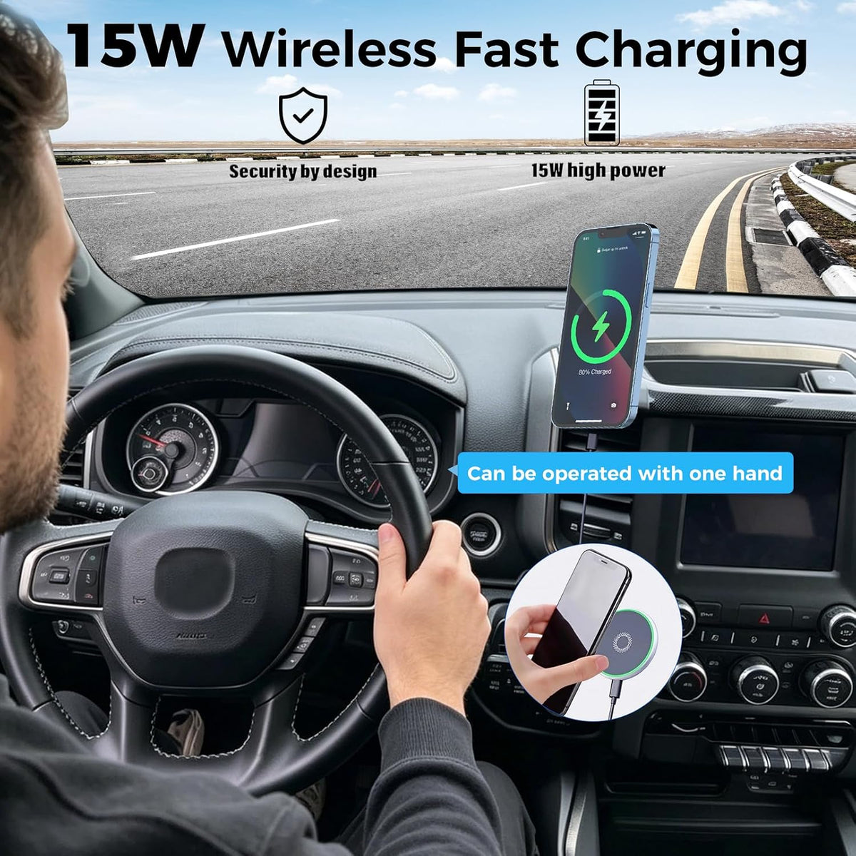 Magnetic Wireless Charger Phone Mount for Magsafe for Dodge Ram