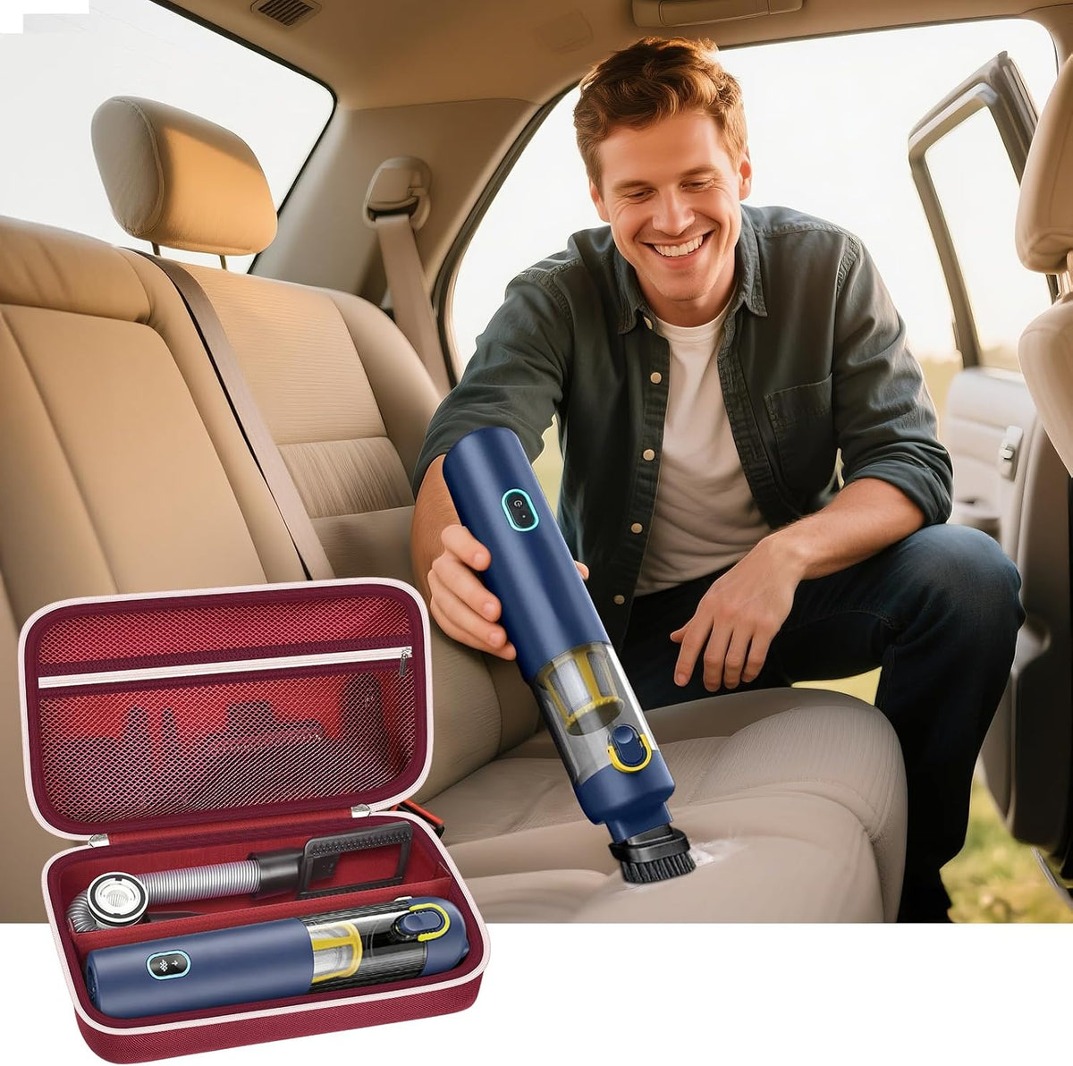 GWCASE Car Vacuum Case Compatible with Fanttik V8/V10 Apex/Mate, Case Only | Removable Divider, Mesh Pocket for Accessories, EVA Shell Protection for Trunk, Truck and Road-Trip Storage