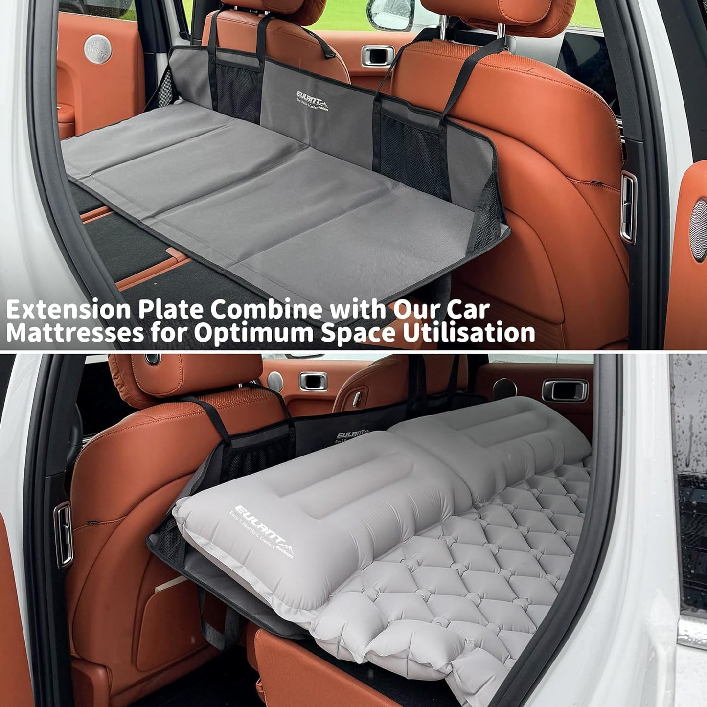 EULANT Car Rear Seat Mattress Extension Plate,Portable Air Mattress for Sleeping,Folding Rear Back Seat Extender,Increase Travel Trunk Space & Car Bed Camping Space for SUV/Cars/Model Y/3