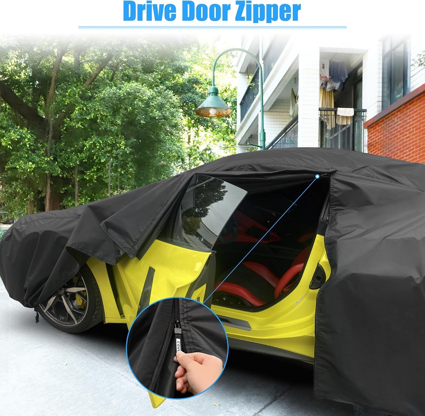 X AUTOHAUX Waterproof Car Cover for Chevrolet Corvette C4 C5 C6 C7 1984-2019 210D Outdoor Full Car Cover All Weather Windproof Sun Rain Protection with Door Zipper
