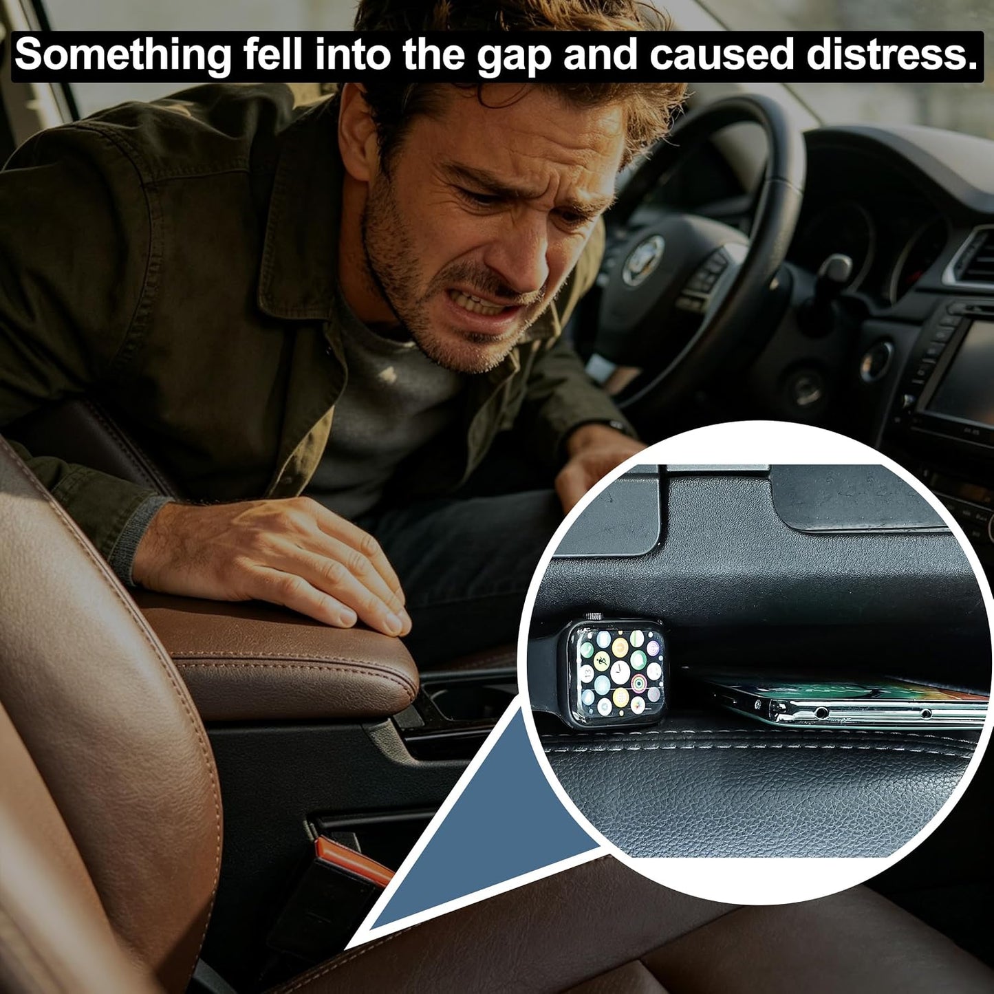 2PC Car Seat Gap Filler, Universal Fit for Car SUV Truck, Full Coverage Between Seat and Center Console, Prevent Small Items from Dropping Black Thin