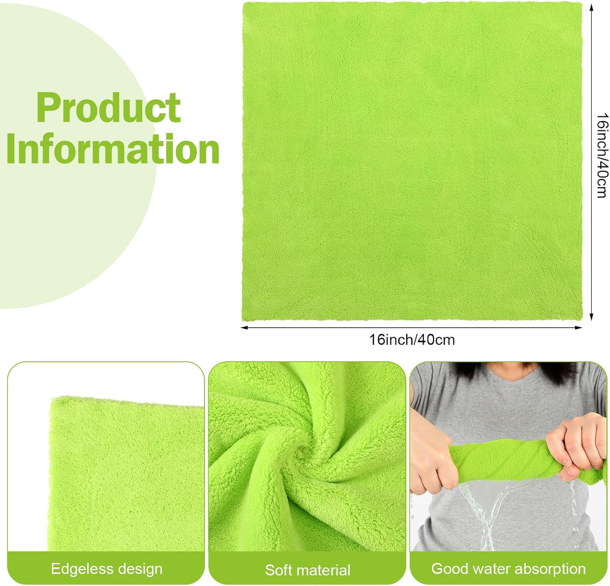 Tallew Car Microfiber Towels, Light Green, 16 Pcs