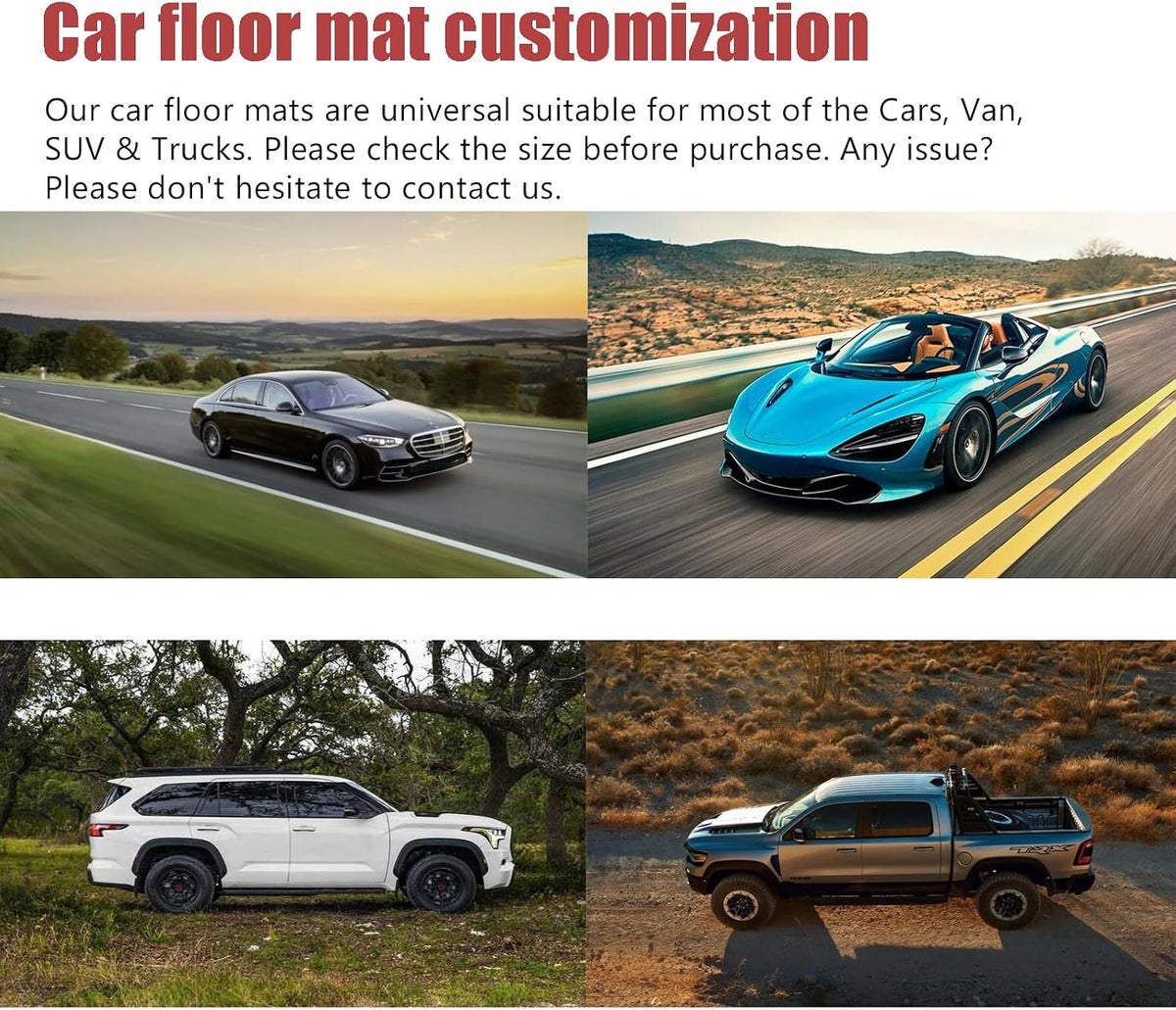 Custom Personalized Floor Mats for Cars，Luxury Full Coverage All Weather Car Floor Mats，Anti-Slip Leather Car Mat Set ，Custom Floor Mats for 99% of Cars, Trucks & SUVs (Pure Black)