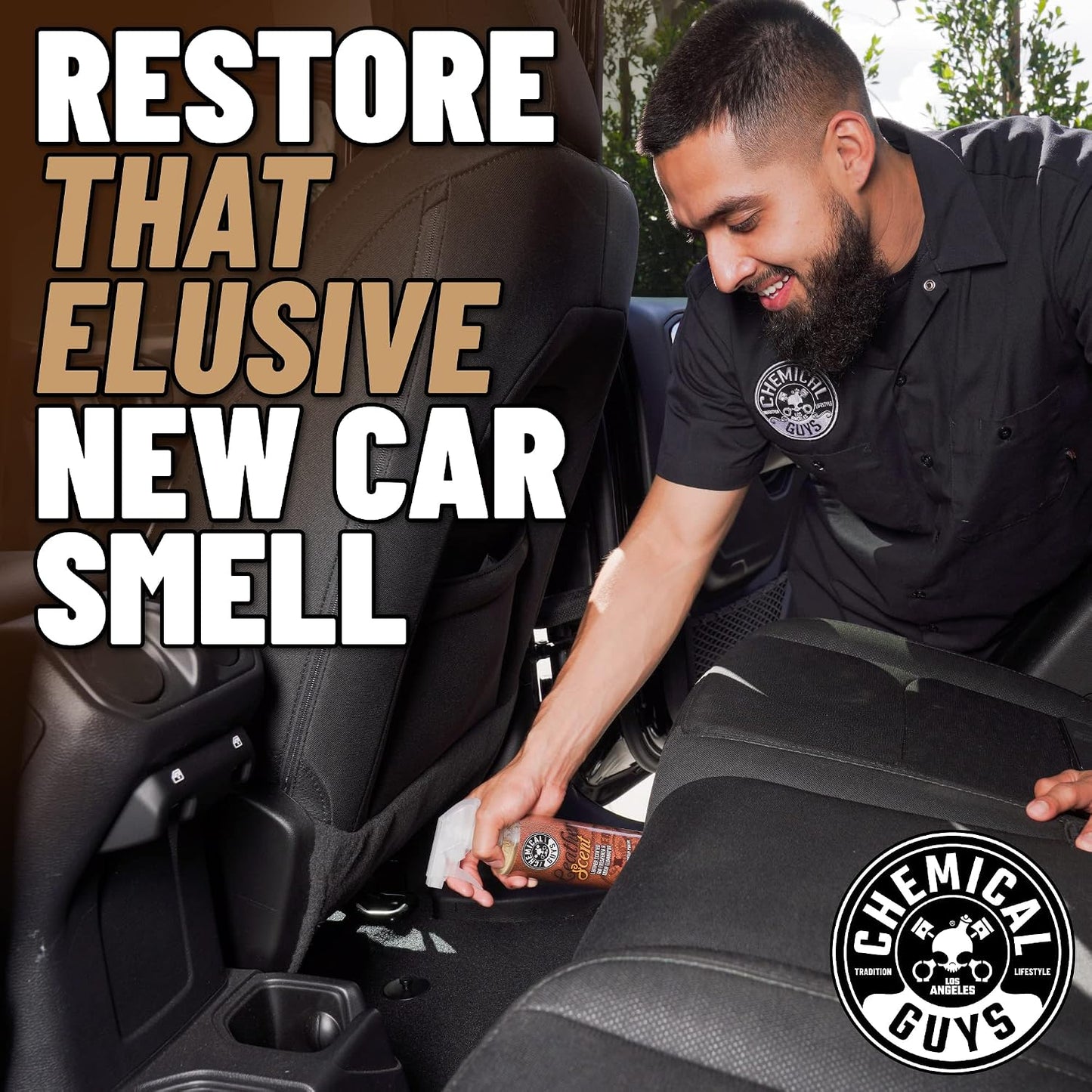 Chemical Guys, Leather Scent Air Freshener & Odor Neutralizer Spray, 16 oz | Rich leather scent refreshes interiors while neutralizing odors, adjustable spray for cars, trucks and SUVs