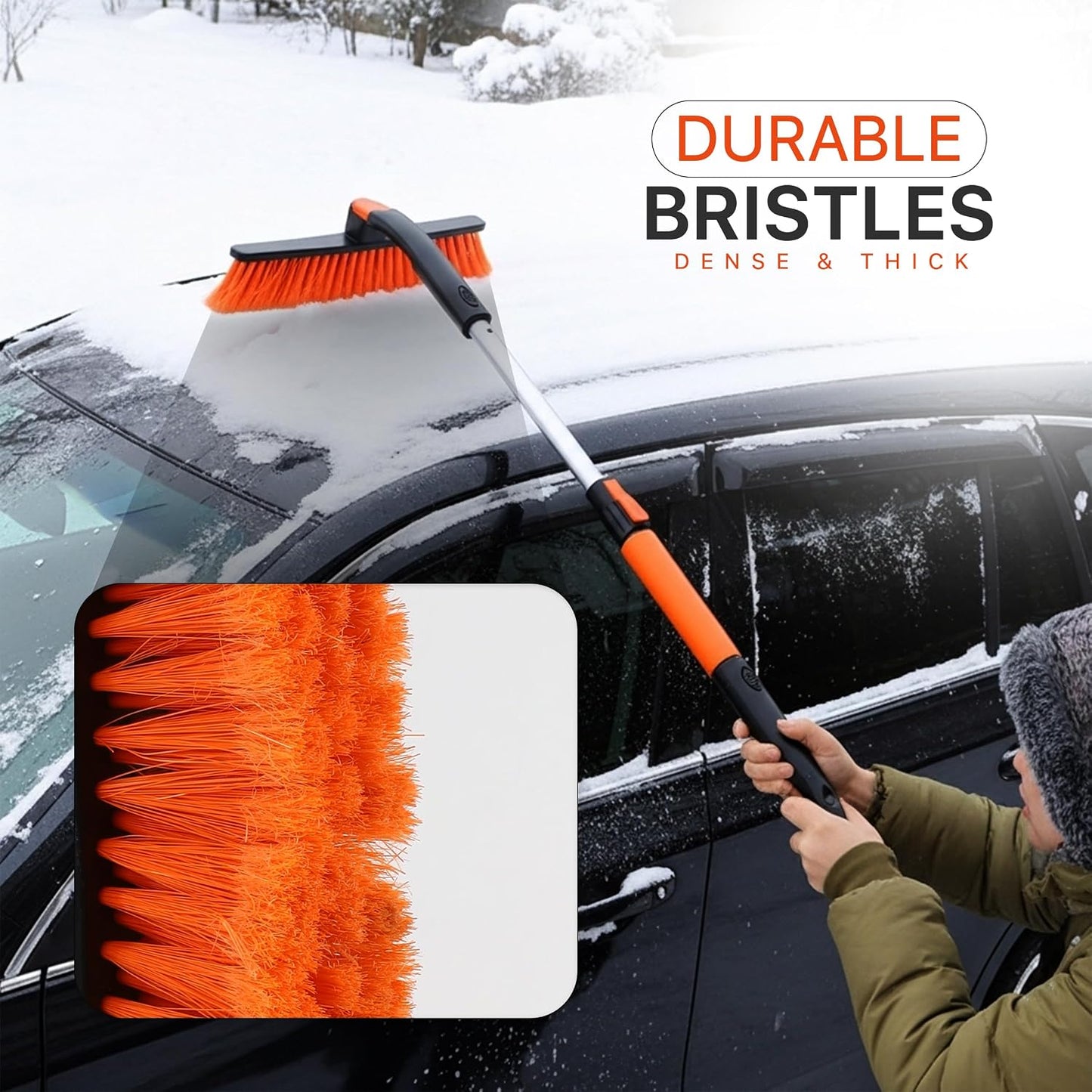 Utopia Home 31" to 37” Extendable Snow Brush for Car and Ice Scrapers for Car Windshield, 360° Rotation Brush Head Snow Broom for Truck and SUVs with Ergonomic Foam Grip