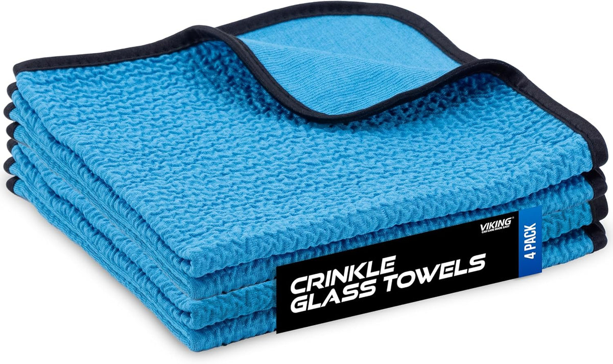 VIKING Glass Microfiber Cleaning Cloth for Car, 16 inch x 16 inch, 4 Pack
