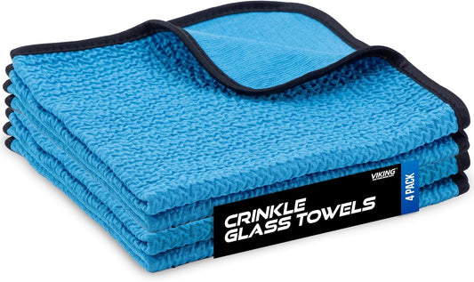 VIKING Glass Microfiber Cleaning Cloth for Car, 16 inch x 16 inch, 4 Pack