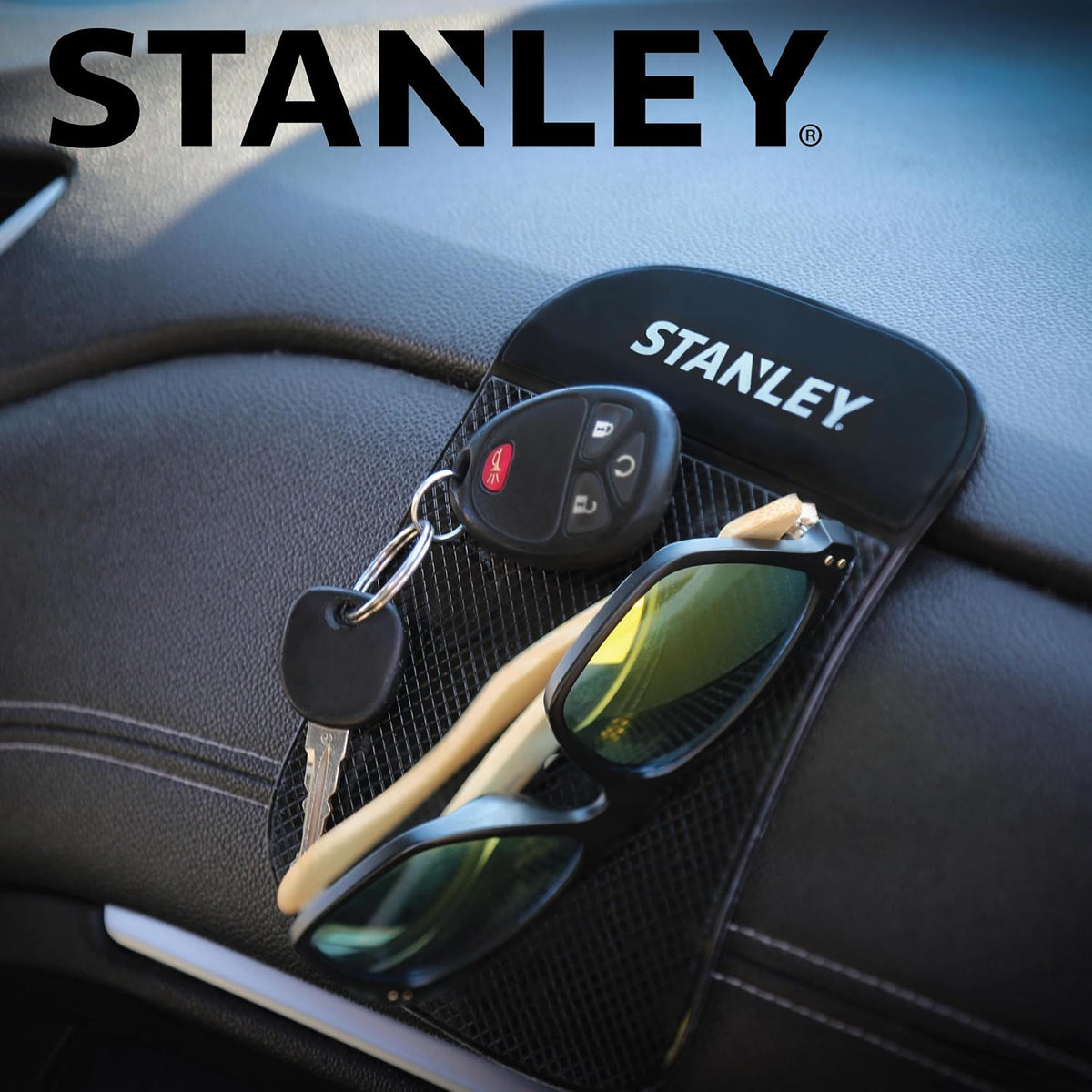 STANLEY 3.5" x 5.75" Extra‑Strong, Anti‑Slip Grip Dashboard Gel Pad, 4‑Pack