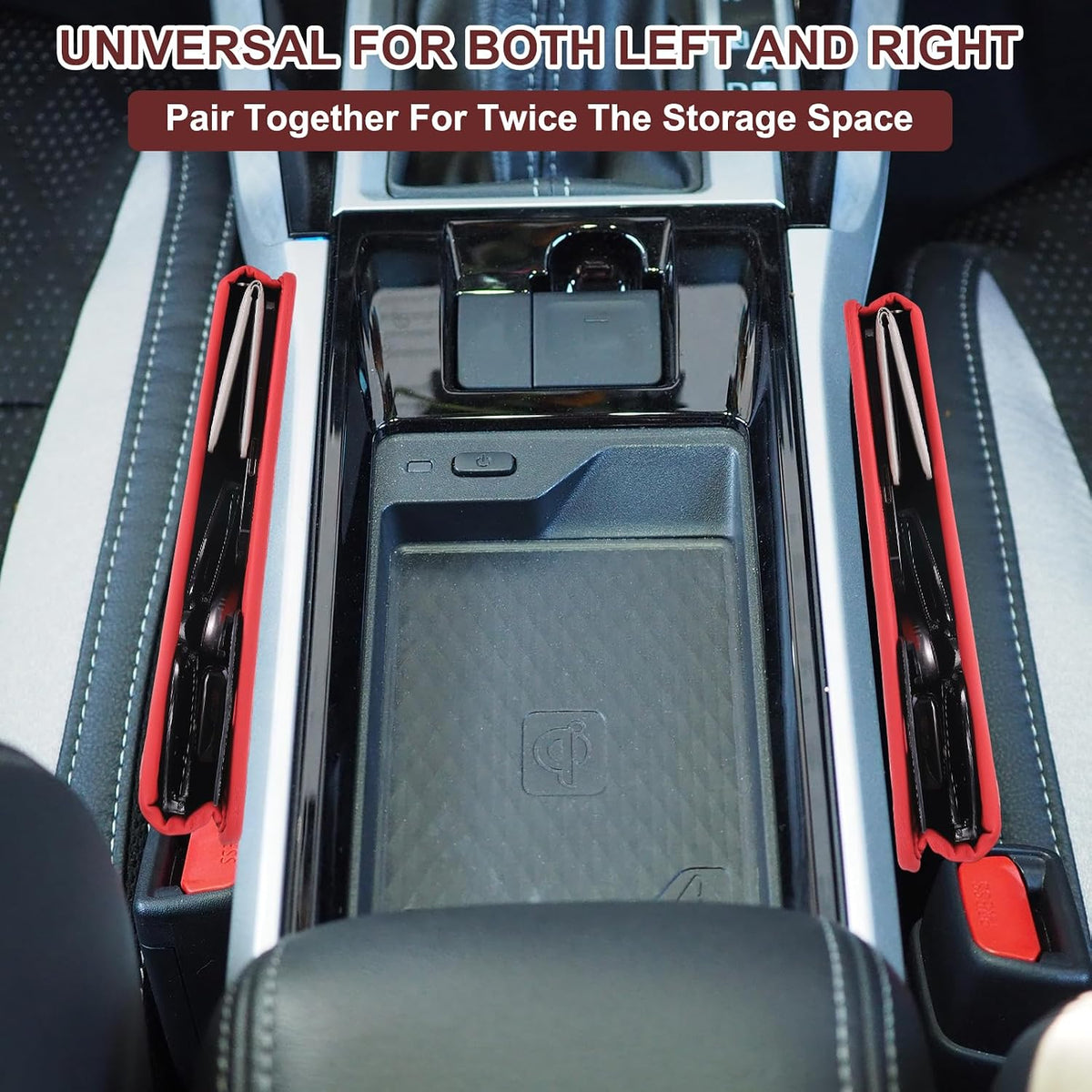 HARFINGTON 2pcs Car Seat Gap Filler Organizer 11.5 x 8 x 2.1 Inch Leather Universal Car Organizer Storage Box Between Seat and Console for Phone Keys, Dark Green