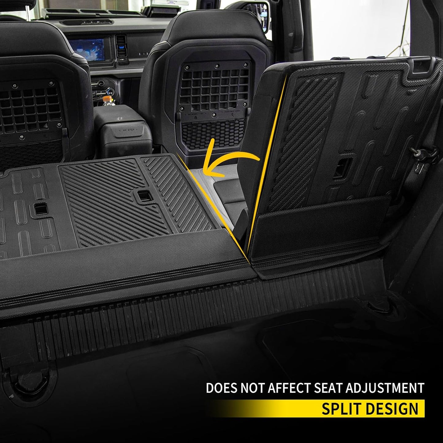 Cargo Mat Compatible with 2021 2022 2023 2024 2025 2026 Ford Bronco Trunk Mat Back Seat Cover Protector Cargo Liner Split Seat Kick Mat for Ford Bronco Accessories 4 Door
