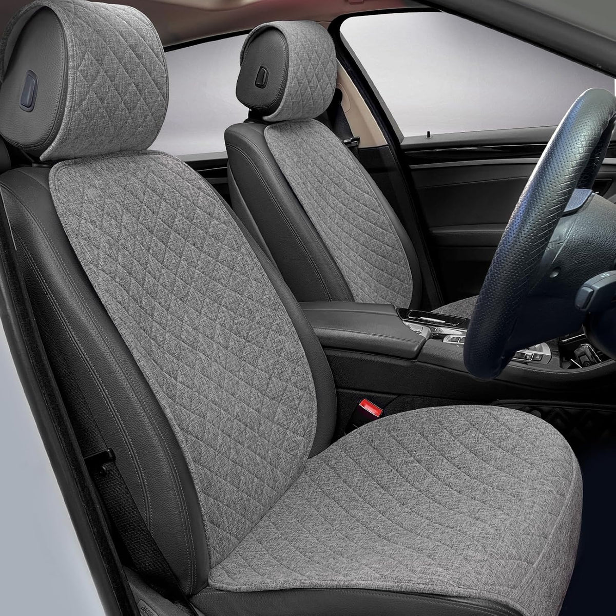 BOPUOVRE Linen Front Car Seat Covers Breathable Fabric