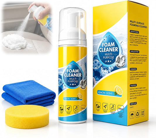4-in-1 No-Rinse Foam Cleaner, Auto Go Foam Cleaner Multi Purpose All Purpose Spray for Interior Car &amp; Sneaker Cleaner, Car Seat, Upholstery, Sofa, Kitchen, Bathroom, Tile, Home, Fabric &amp; Home Care