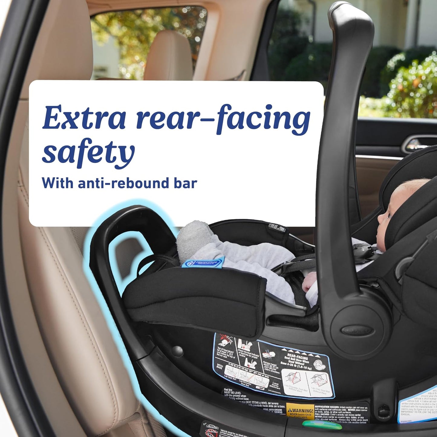 Graco SnugRide SnugFit DLX Infant Car Seat, Baby Car Seat Rear Facing with Anti Rebound Bar, Carseat with Adjustable Base and 5 Recline Positions, Spencer