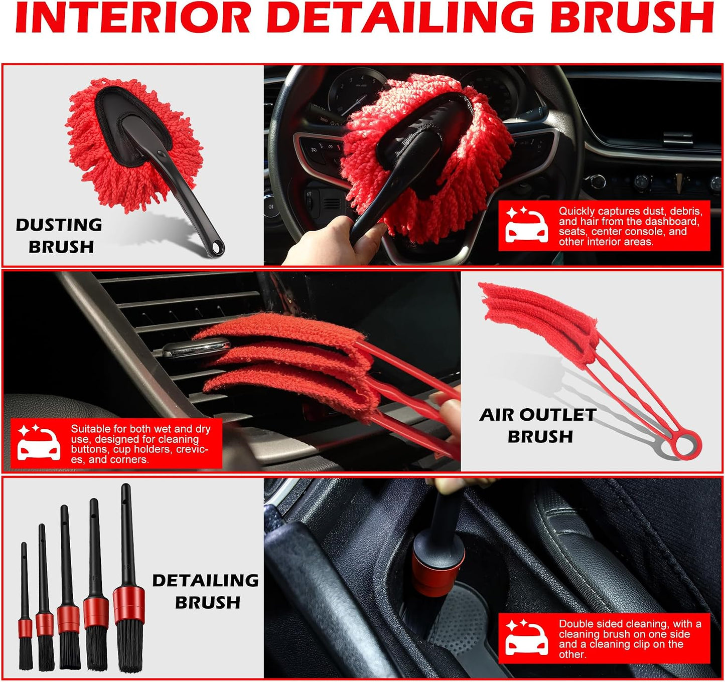 25Pcs Car Detailing Kit with Drill Brushes, Car Cleaning Kit for Interior Exterior, Wheel & Tire Brushes, Polishing Pads for Waxing, Auto Detailing Tools – Gift for Men Dad (25PCS)