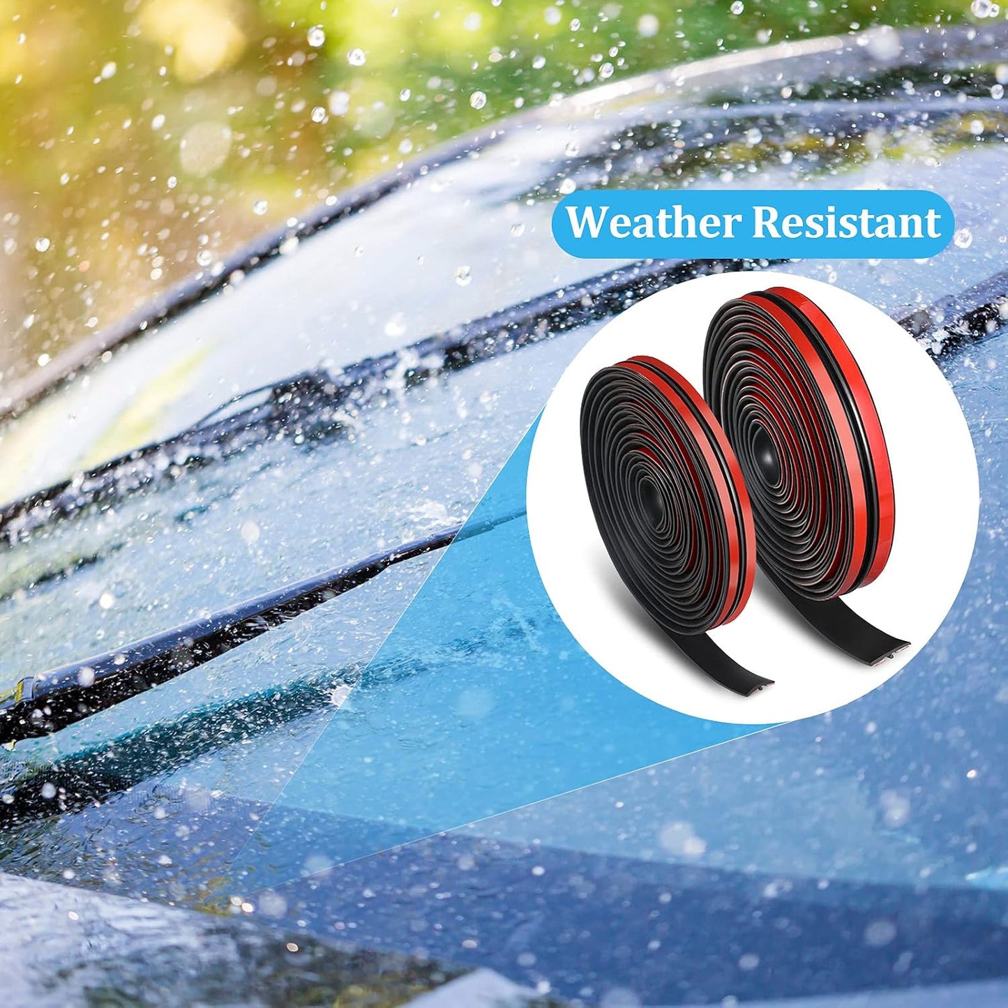 Frienda 56 Feet Car Windshield Rubber Seal Sunroof Cover Windshield Seal Strip T Shape Automotive Weather Stripping 14mm 19mm Cuttable Adhesive for Car Front Rear, Doors Windows