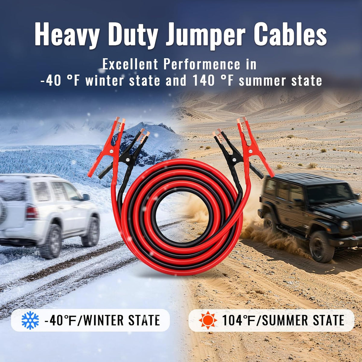 Jumper Cables 6Gauge 16 FT, Booster Cable for Car, Jumping Cables