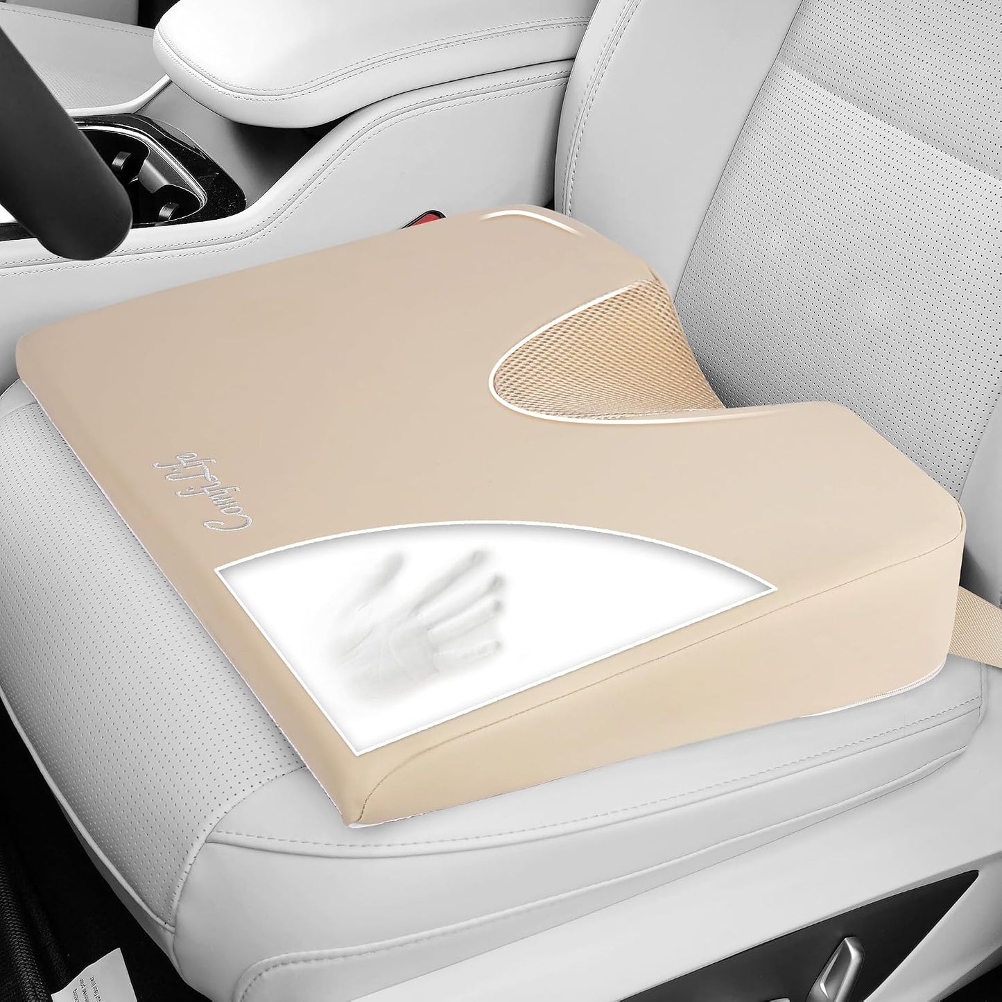 ComfiLife Car Seat Cushion–Premium Wedge 100% Polyurethane Foam Car Cushions for Driving–Auto Seat Cushion–Back & Sciatica Pain Relief for Long Drives–Comfort for Car Driver,Office, Truck Seat (Black)